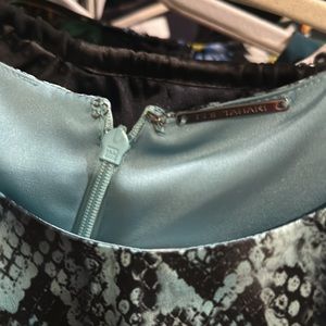 Elie Tahari blue snakeskin silk like dress. Tags still on. Zip back.